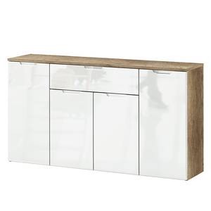 Sideboard Molio II monumentale eikenhouten look/hoogglans wit