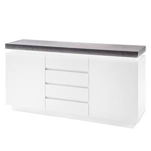 Dressoir Namona I incl. verlichting - mat wit / betonnen look - Wit/Concrete look