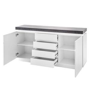 Dressoir Namona I incl. verlichting - mat wit / betonnen look - Wit/Concrete look