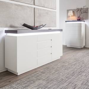 Dressoir Namona I incl. verlichting - mat wit / betonnen look - Wit/Concrete look