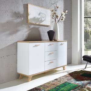 Sideboard Neston I Eiche teilmassiv - Matt Weiß / Eiche Sanremo Dekor