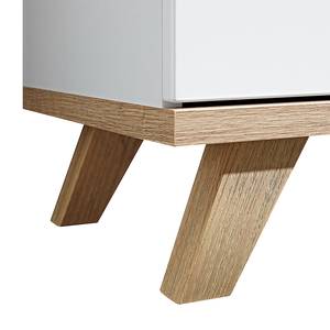 Credenza Neston I legno lamellare di quercia - Bianco opaco / Effetto quercia Sanremo