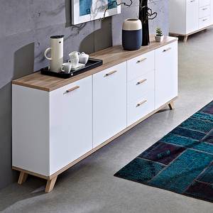 Dressoir Neston II deels massief eikenhout - Mat wit/Sanremo eikenhouten look