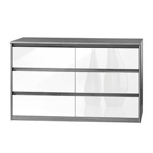 Sideboard Soft Smart II Silbereiche Dekor/Hochglanz Weiß