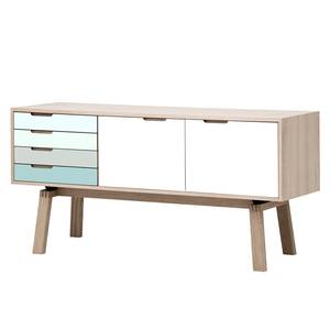 Dressoir Stig I eikenhout/wit/pastelblauw