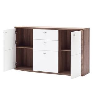 Dressoir Sunja -hoogglans wit/eikenhout hoogglans wit/eikenhout truffelkleurig look