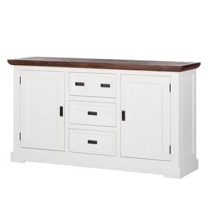 Sideboard Gomera Akazie teilmassiv - Weiß / Braun