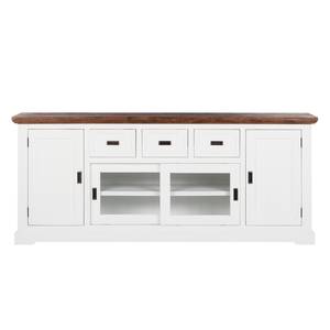 Sideboard Gomera Akazie teilmassiv - Weiß / Braun