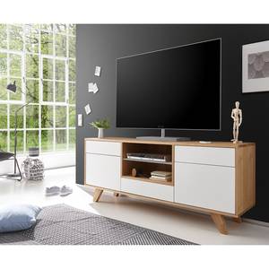 Meuble TV Uvero Blanc mat / Chêne à nœuds