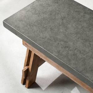 Banc Beton Acacia partiellement massif / Imitation béton - Gris - 170 cm - Gris - Largeur : 170 cm