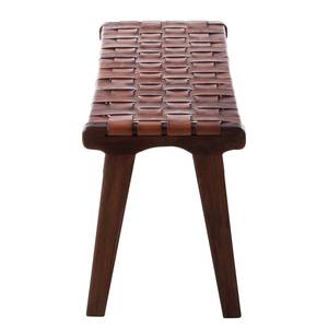 Sitzbank Bourbourg Echtleder / Teak massiv - Cognac / Teak Dunkel