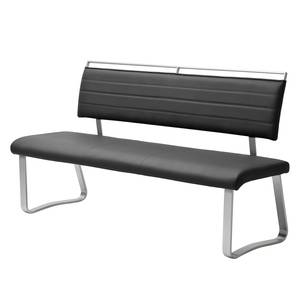 Banc Lezuza Imitation cuir / Acier inoxydable - Noir