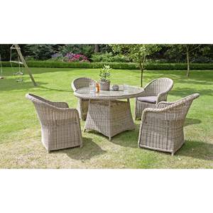 Essgruppe Coimbra (5-teilig) Webstoff / Polyrattan - Sandgrau