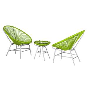 Mobili da salotto Copacabana (3 pezzi) Polyrattan verde Set tavolino e sedie da giardino Copacabana (3 pezzi) - Materiale sintetico - Verde