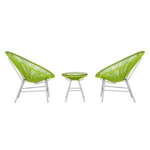 Mobili da salotto Copacabana (3 pezzi) Polyrattan verde Set tavolino e sedie da giardino Copacabana (3 pezzi) - Materiale sintetico - Verde