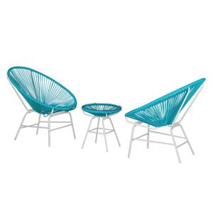 Sitzgruppe Copacabana IV (3-teilig) Kunststoff / Metall - Hellblau / Weiß