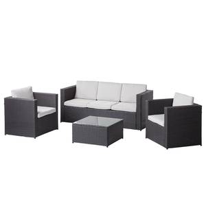 Sitzgruppe Paradise Lounge (4-teilig) Webstoff / Polyrattan - Hellgrau / Anthrazit