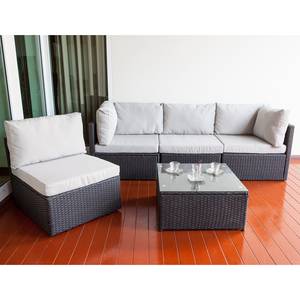 Set de jardin Paradise Lounge I 6 éléments - Tissu / Polyrotin - Gris / Gris clair