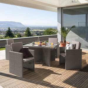 Sitzgruppe Paradise Lounge III Polyrattan / Webstoff - Grau / Beige