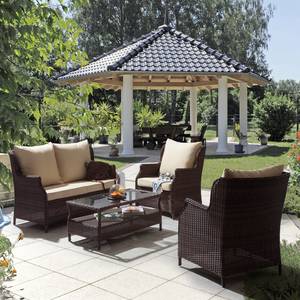 Sitzgruppe Vincenzo (4-teilig) Polyrattan Braun/Beige