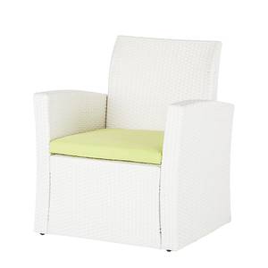 Composizione per giardino White Cloud 4 pezzi - Polyrattan/Tessuto bianco/kiwi