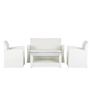 Lounge Gruppe White Cloud (4-teilig) Polyrattan/Textil Weiß