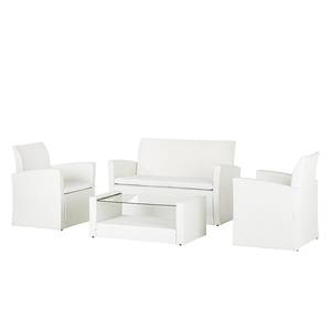 Loungeset White Cloud (4-delig) van polyrotan in wit