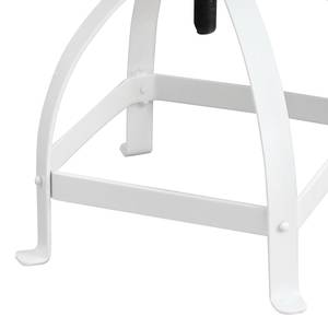 Tabouret Ambon Manguier massif / Métal - Manguier foncé / Blanc