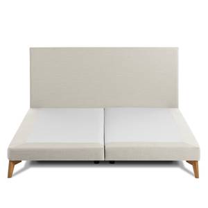 SmoodSpring Bed I geweven stof/massief eikenhout - Crème - 180 x 200cm