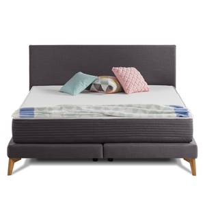 SmoodSpring Bett I Webstoff / Eiche massiv - Anthrazit - 200 x 200cm