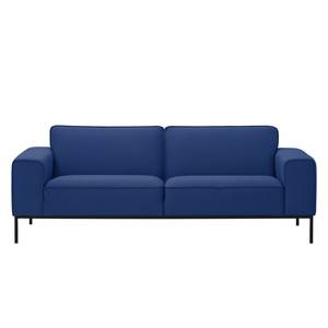 Sofa Ampio (3-Sitzer) Webstoff Stoff Floreana: Dunkelblau II - Schwarz