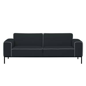 Sofa Ampio Duo (3-Sitzer) Webstoff Stoff Floreana: Anthrazit - Schwarz