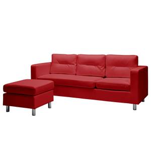 Sofa Wyke II (3-Sitzer mit Hocker) Kunstleder - Rot