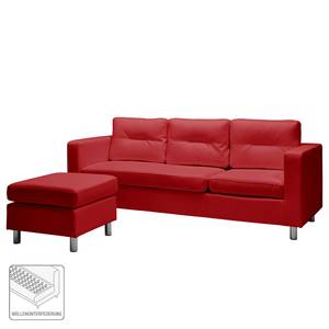 Sofa Wyke II (3-Sitzer mit Hocker) Kunstleder - Rot