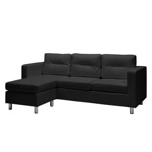 Sofa Wyke II (3-Sitzer mit Hocker) Kunstleder - Schwarz