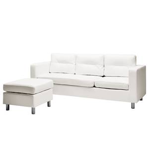 Sofa Wyke II (3-Sitzer mit Hocker) Kunstleder - Weiß