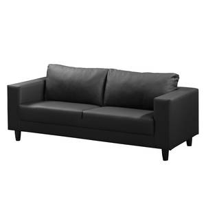 Canapé à 3 places avec repose-pieds Noir 180 cm Similicuir