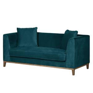 Sofa Blomma (2-Sitzer) Samt Petrol - Walnuss