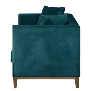 Sofa Blomma (2-Sitzer) Samt Petrol - Walnuss