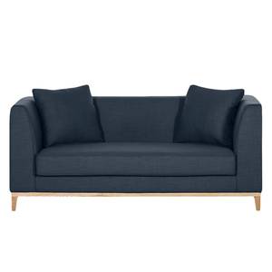 Sofa Blomma (2-Sitzer) Webstoff Dunkelblau - Gestell: Eichefarbig