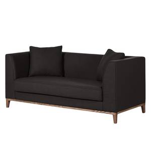 Sofa Blomma (2-Sitzer) Webstoff Grau/Braun - Gestell: Nussbaumfarbig