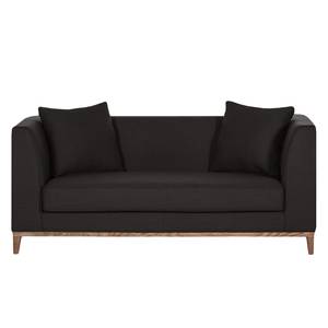 Sofa Blomma (2-Sitzer) Webstoff Grau/Braun - Gestell: Nussbaumfarbig