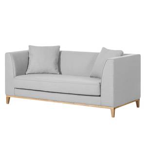 Sofa Blomma (2-Sitzer) Webstoff Grau - Gestell: Eichefarbig