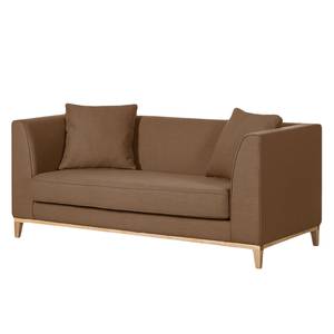 Sofa Blomma (2-Sitzer) Webstoff Hellbraun - Gestell: Eichefarbig