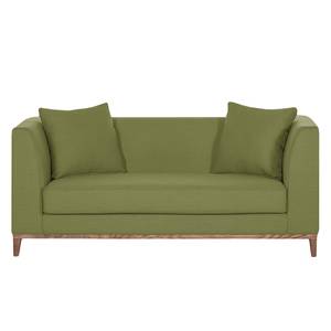 Sofa Blomma (2-Sitzer) Webstoff Olivgrün - Gestell: Nussbaumfarbig