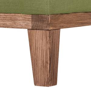 Sofa Blomma (2-Sitzer) Webstoff Olivgrün - Gestell: Nussbaumfarbig