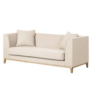 Sofa Blomma (3-Sitzer) Webstoff Beige - Gestell: Eichefarbig