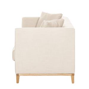 Sofa Blomma (3-Sitzer) Webstoff Beige - Gestell: Eichefarbig