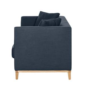 Sofa Blomma (3-Sitzer) Webstoff Dunkelblau - Gestell: Eichefarbig