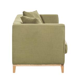 Sofa Blomma (3-Sitzer) Webstoff Olivgrün - Gestell: Eichefarbig